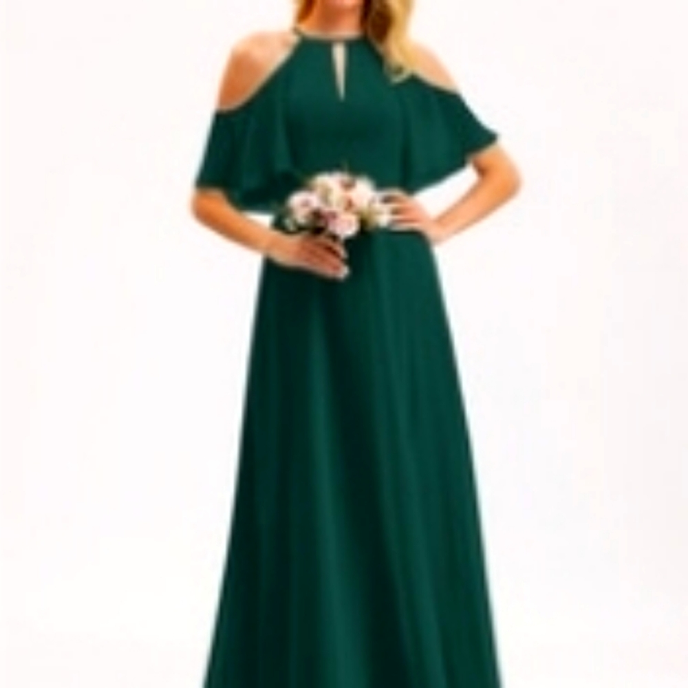 Emerald green Cold Shoulder Maxi Dress